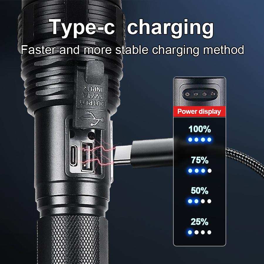 НОВЫЙ мощный светодиодный фонарь 5000 мАч, фонарик COB, перезаряжаемый фонарик для кемпинга, рыбалки, аварийный фонарь