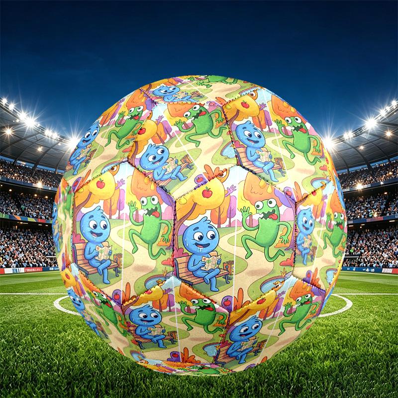 Game Rainbow Friends Print Size 5 Soccer Ball, PU Wear Resistant Football for Match Training and Daily Practice, Birthday Gift for Soccer Fans