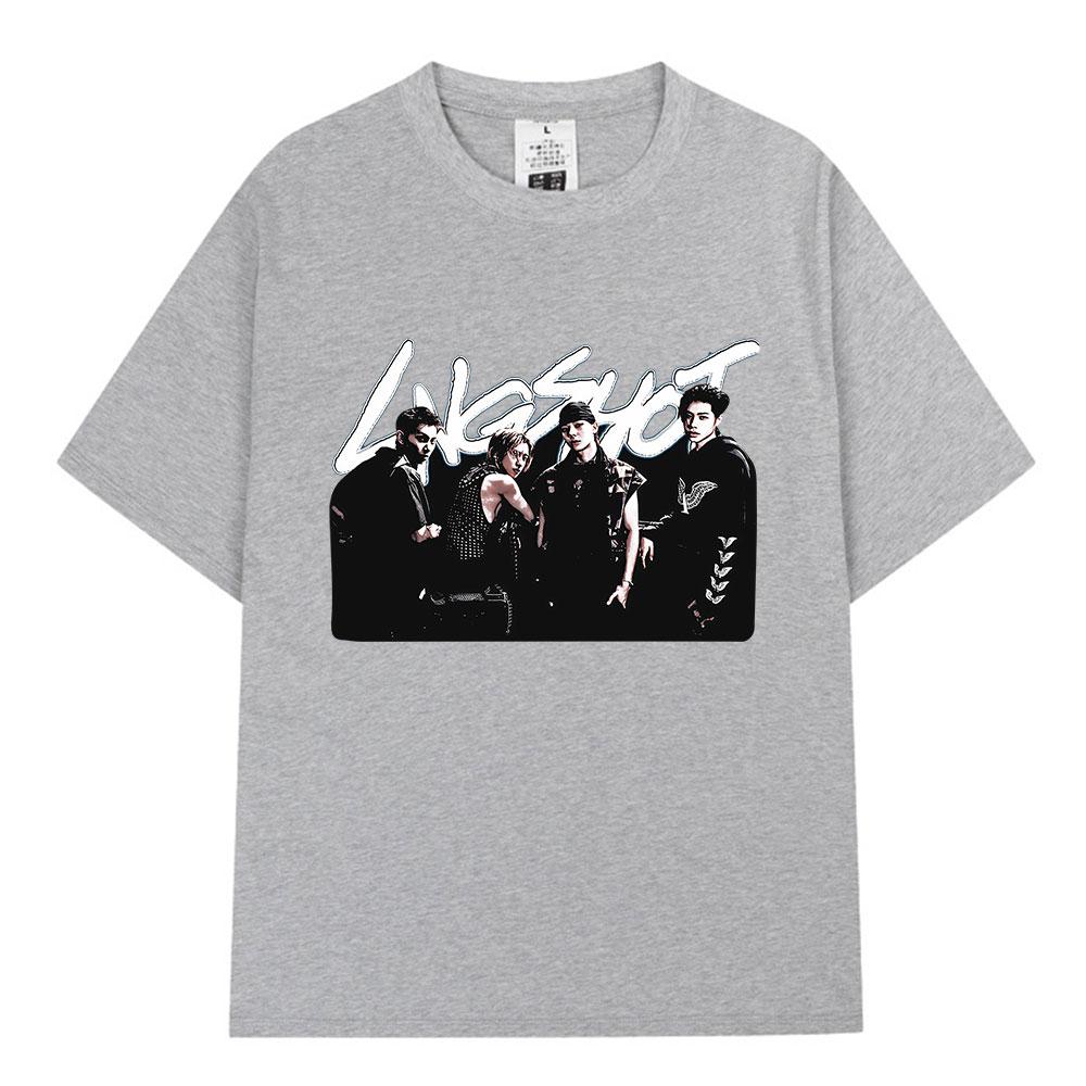 Korean Kpop Hip Hop Group Lngshot Tshirt Unisexs Women Clothing Fashion Oversized Cotton Casual Y2K Short Sleeve Tees Streetwear