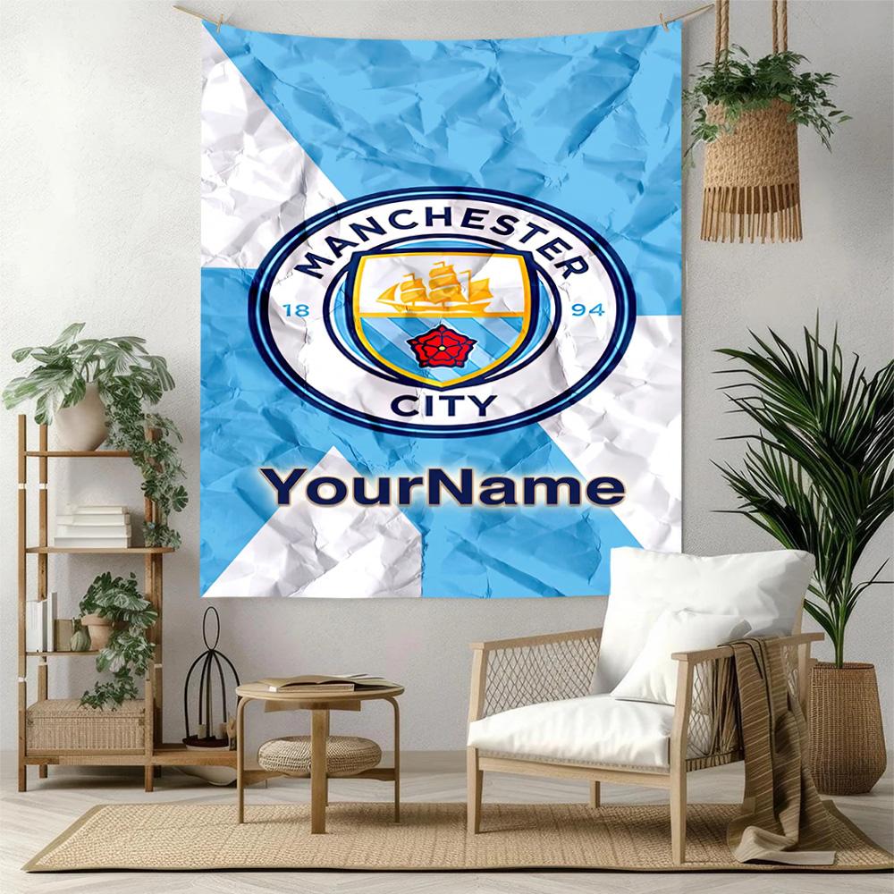 Manchester City Custom Your Name Wall Decor Tapestry Art For Pet Memorial Birthdaywedding Party Backdrop Family Gift