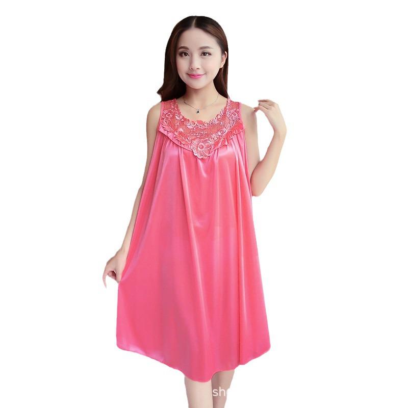 Ночная сорочка из искусственного шелка: Юбка-свинг с кружевной отделкой для дам, идеально подходит для весны и лета