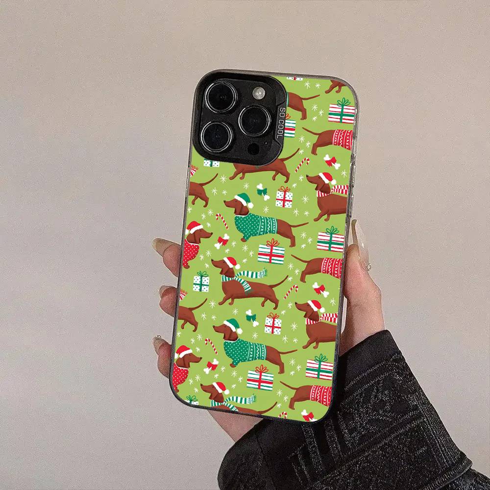 Чехол для телефона с изображением таксы Для IPhone 17 16 15 14 13 12 11 XS XR X Pro Max Plus Цветной Посеребренный Чехол
