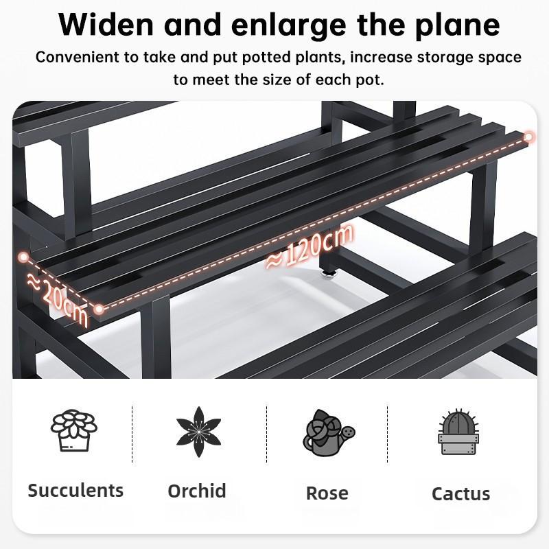 Садовая стойка для комнатных растений из нержавеющей стали, металлическая водонепроницаемая стойка для цветов, многоуровневая полка-лестница
