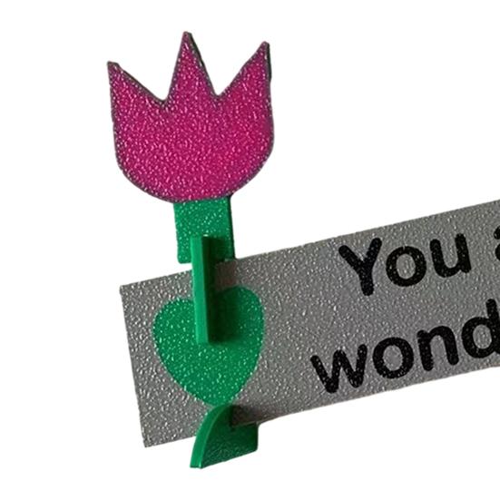Yousheng 3D Printed Flower Ornament You Are Wonderful Assembly Tulip Table Sign with Base Home Office Desktop Decoration Ornament