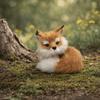 Figurine Plush Fox Doll Toy Mini Squatting Sitting Fox Model Plush Simulation Fox  Birthday Gift