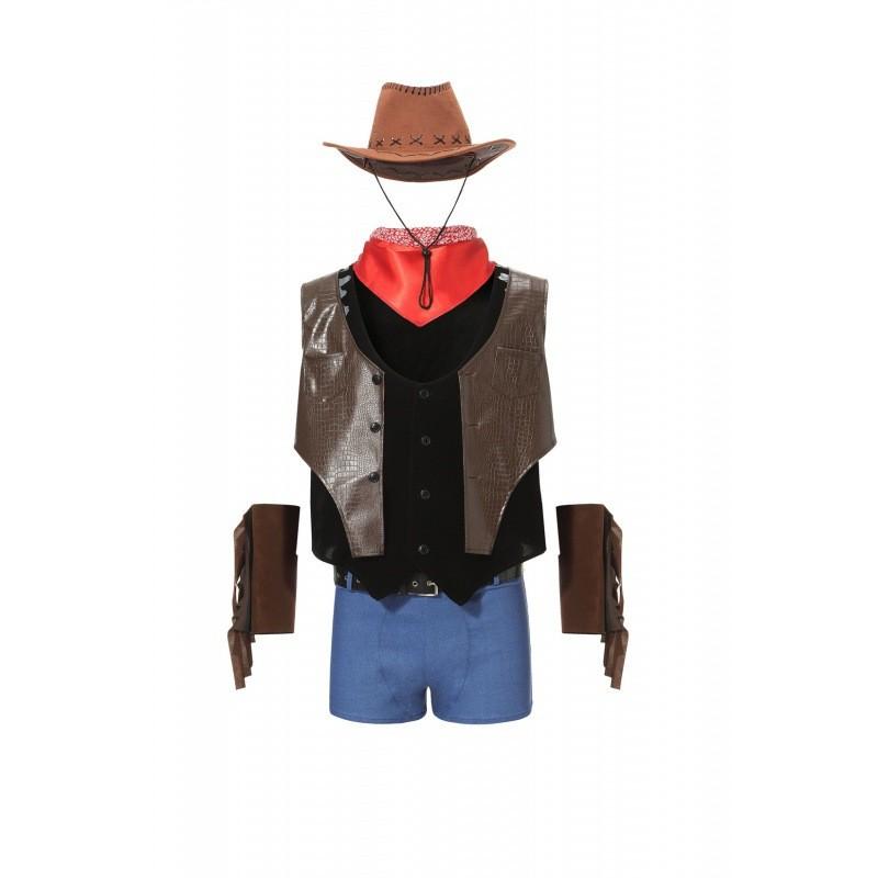 Мужской костюм на тему пожарного с яркими цветами и из полиэстеровой ткани