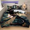 3pcs Anime Dragon Pyramid Bedding Set - Includes One Quilt Cover and Two Pillowcases (No Core) - Perfect for Bedroom Decor and Guest Room Accessories.