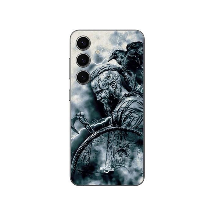 Coque - Maniacase - Samsung Galaxy S24 FE - Noir - Souple - Vikings Corbeau