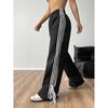 Fashion Leopard Print Striped Splicing Casual Pants Women's American Retro Loose Drape Thin Trousers