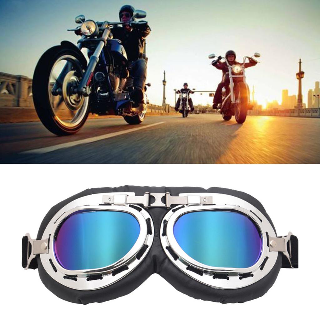 Motorcycle Goggles Retro Pilot Style Cruiser Scooter Goggle Glasses Dustproof Windproof for Men Women Adult Anti-Scratch