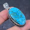Tibetan Turquoise Gemstone Handmade 925 Sterling Silver Gift Pendant 2.21" G4Z25