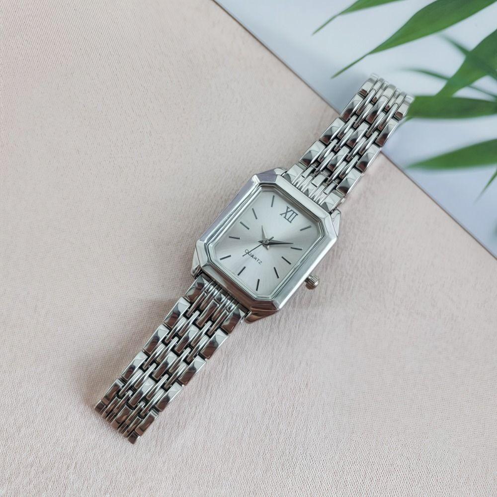 Square Dial Rhinestone Quartz Watch Slim Strap Rhinestone Watch Women Quartz Watch Casual Wear