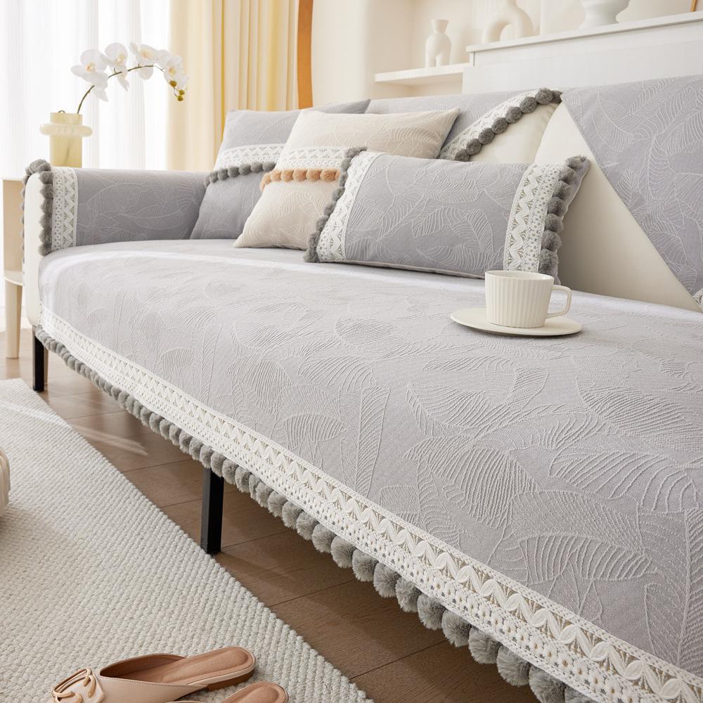 French Entry Lux Sofa Cushion Four Seasons Universal Cover Cloth Leather Sofa Cover Non-Slip Lace Cushion