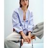 Summer New Product Women's Clothes round Neck Long Sleeves Contrast Color Seized Line Bowknot Decoration Poplin Shirt Tops 0387058