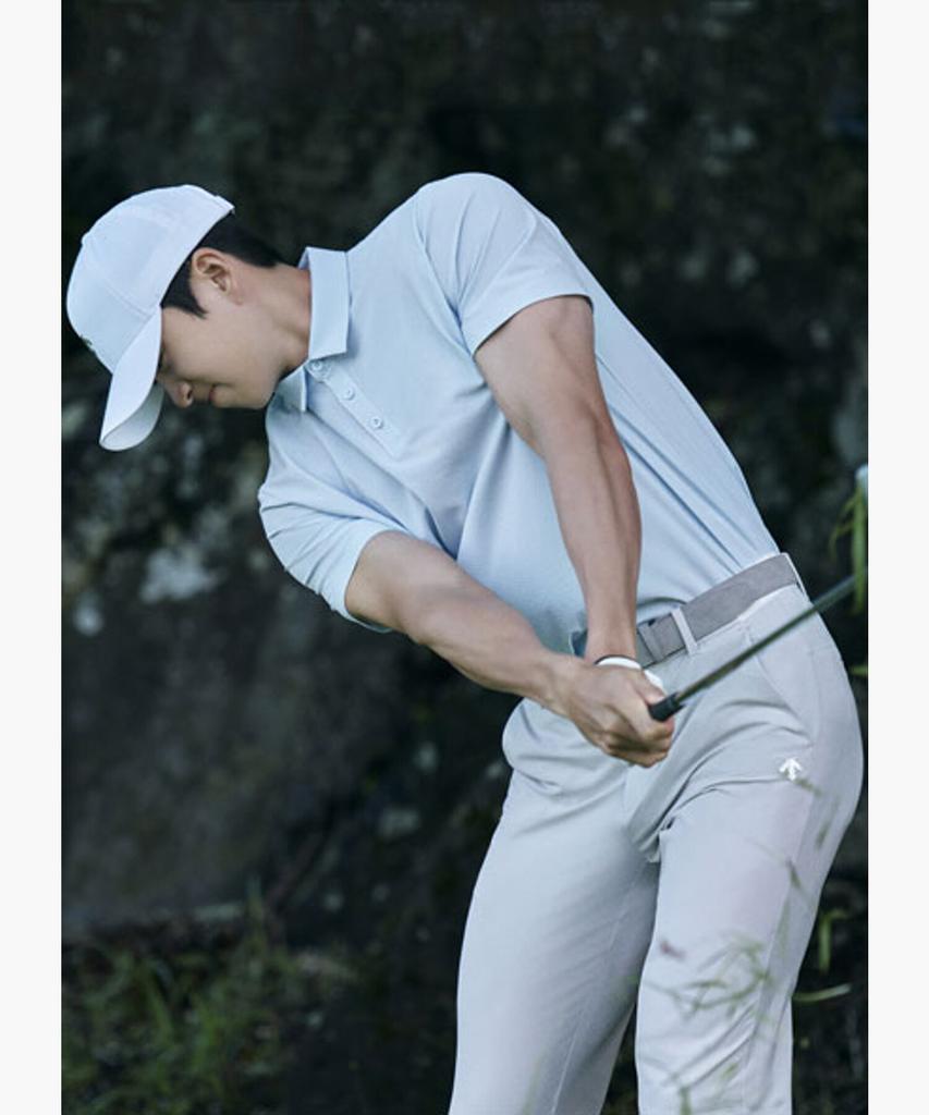 DESCENTE GOLF Men'S Seersucker Collared Short Sleeve T-Shirt Dr31Mfts71
