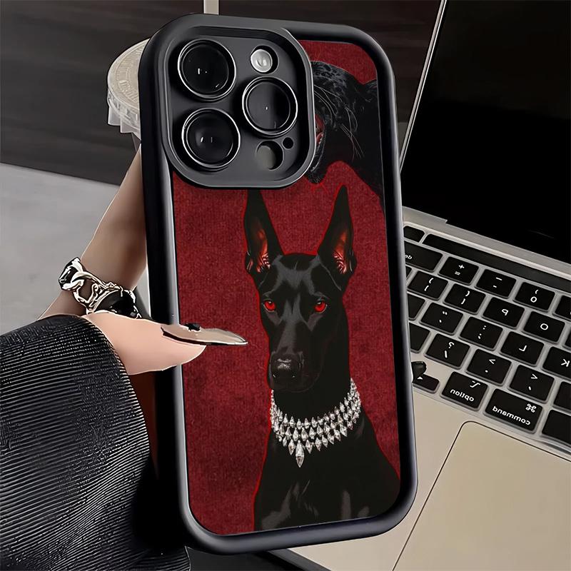 Чехол для телефона iPhone 17 Air 16E 15 16 Pro Max Собака Доберман Крутой Чехол 14 Plus 13 12 Mini Мягкий Силиконовый Fundas