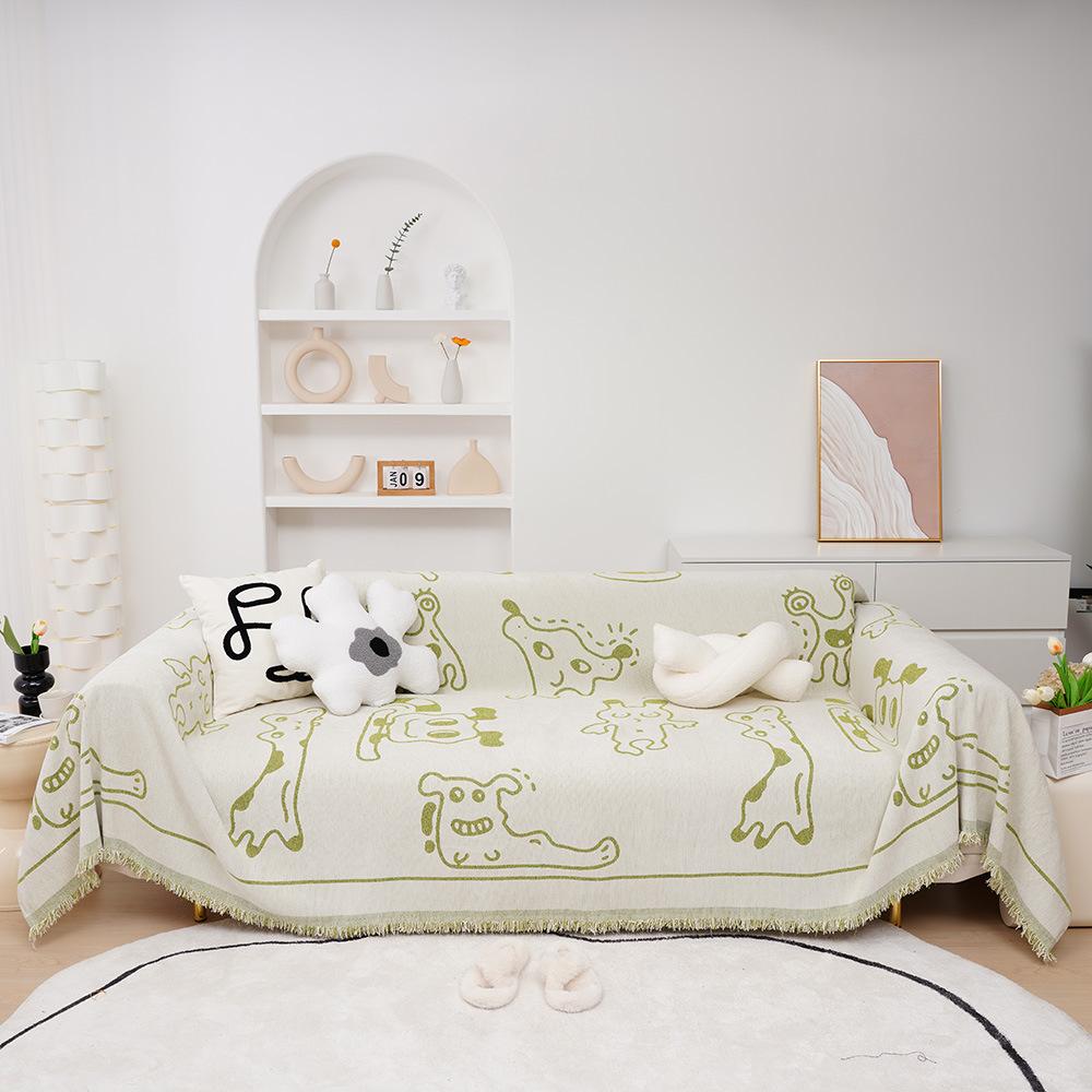 Чехол для дивана из синели, полотенце, универсальный нескользящий чехол для дивана на четыре сезона, не царапающая подушка, тканевый чехол с мультяшным принтом