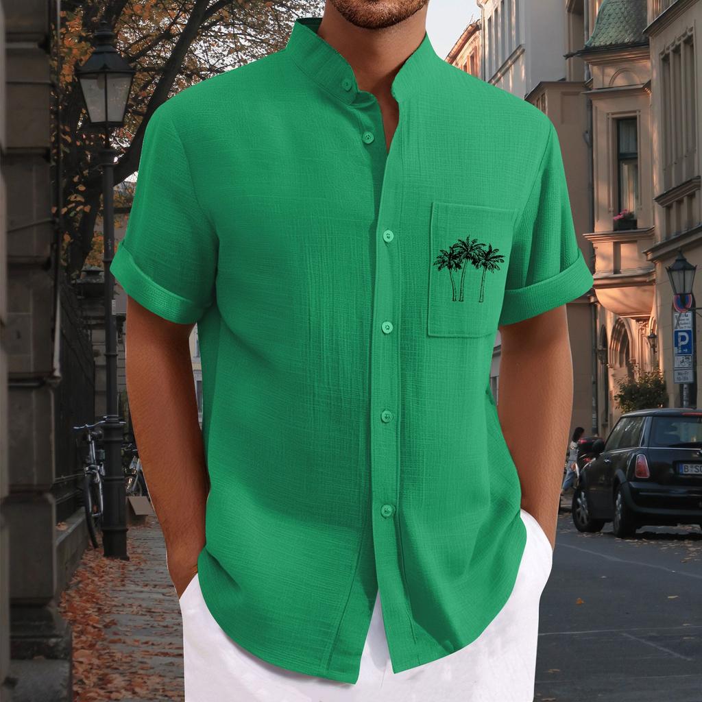 Men'S Casual Loose Short Sleeved Printed Shirt With Fashionable Top