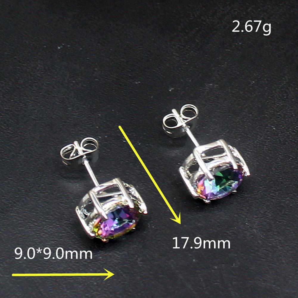 Hermosa модные нежные радужные огненные мистические топазы из серебра 925 пробы, серьги-гвоздики, ювелирные изделия, подарки для женщин и девочек 20213773