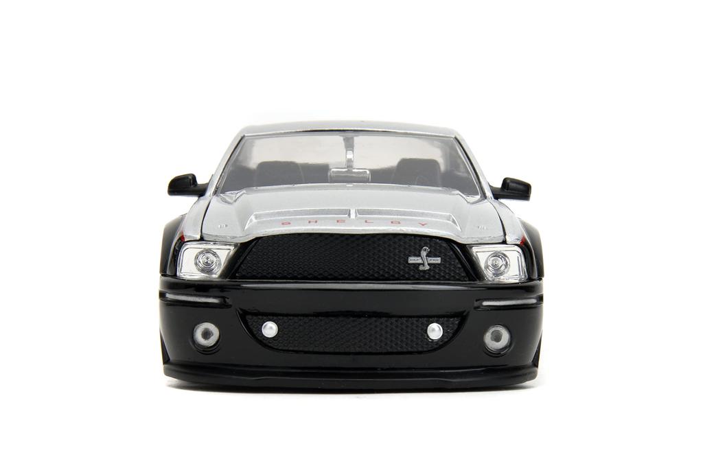Jada Toys Big Time Muscle 2008 Ford Shelby Литой автомобиль Игрушки для детей и взрослых 124 GT-500KR (Black / Silver)