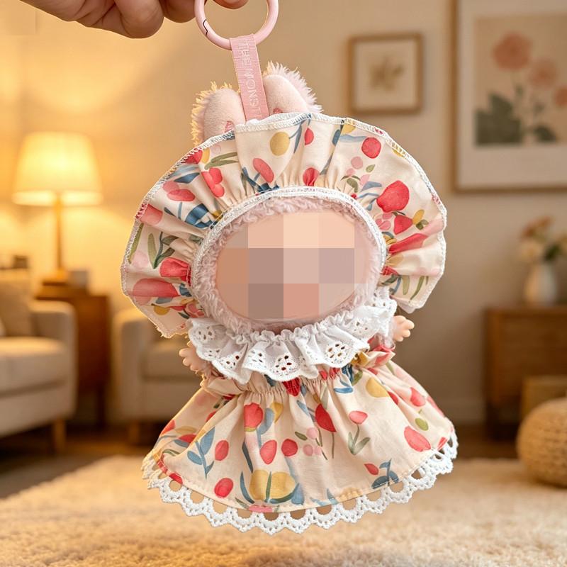 [Cloth Only]Doll Skirt Suit for  Pendant Plush Dolls ,Spring Berry Dress Three-piece Set.