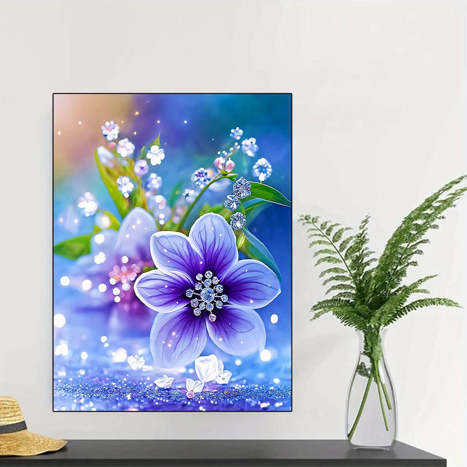 Painting Blooming Cross Flower Diamond Stitch Kits Diy Diamond Mosaic Purple Flower New Arrivals Art Home Decor Handicraf Gift
