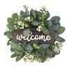 Artificial Wreath Leaves Branch Garland Welcome Sign Door Wreath Welcome Door Sign Wall Wreath for