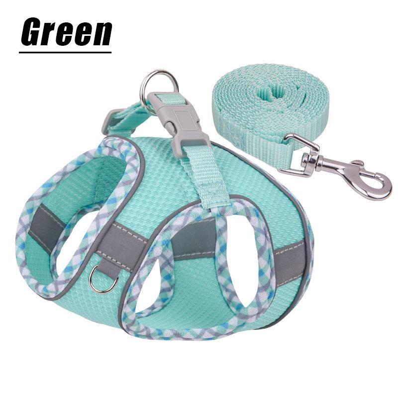 Комплект поводков для домашних животных, мягкий регулируемый дышащий сетчатый поводок без тяги и жилетный ремень для щенков, маленьких, средних собак и кошек