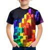 Kids Clothes Boys Tshirt Short Sleeve Children's T-Shirts 3D Building Blocks Print Funny Children Summer Clothes Girls Clothes