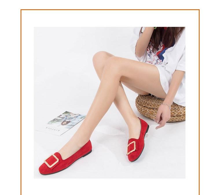 Women's Large Size Beef Tendon Sole Square Toe Shallow Fashion Suede Shoes