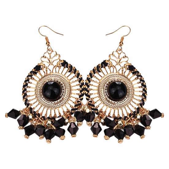 1 Pair Women Hook Earrings Colorful Ethnic Anti-deformed Bohemia Style Tassel Drop Earrings Female Jewelry