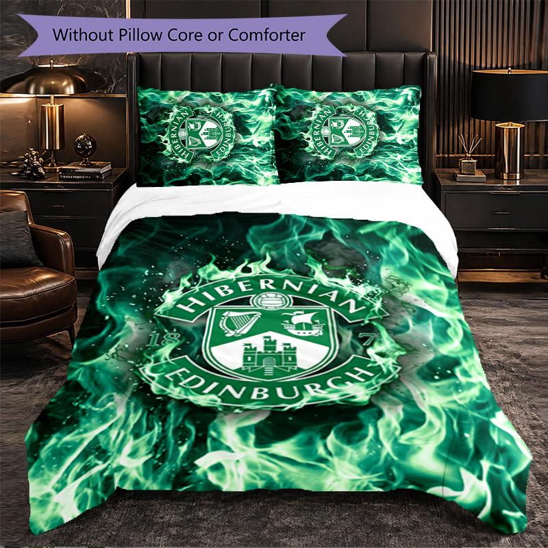 Hibernian FC Themed Bedding 3Pcs Duvet Cover Set Decorative Bed Linen For Teen Room Home Decoration