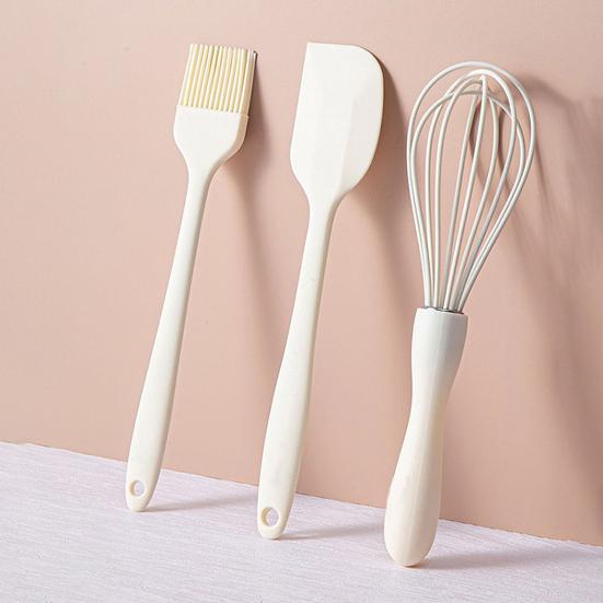 Яичный венчик пищевой с антипригарным покрытием, длинная ручка, термостойкие силиконовые принадлежности для выпечки, не содержит BPA, лопаточка для крема для торта, масляная щетка, кухонные принадлежности