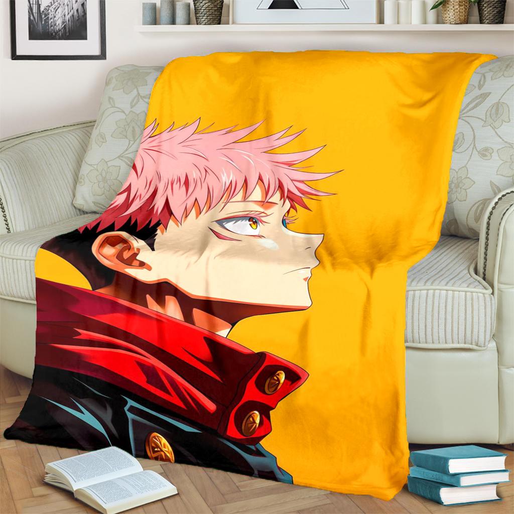 Jujutsu Kaisen Print Flannel Blanket Soft Comfortable for Bedrooms, Sofas, Beds, Chairs, Picnics, Travel