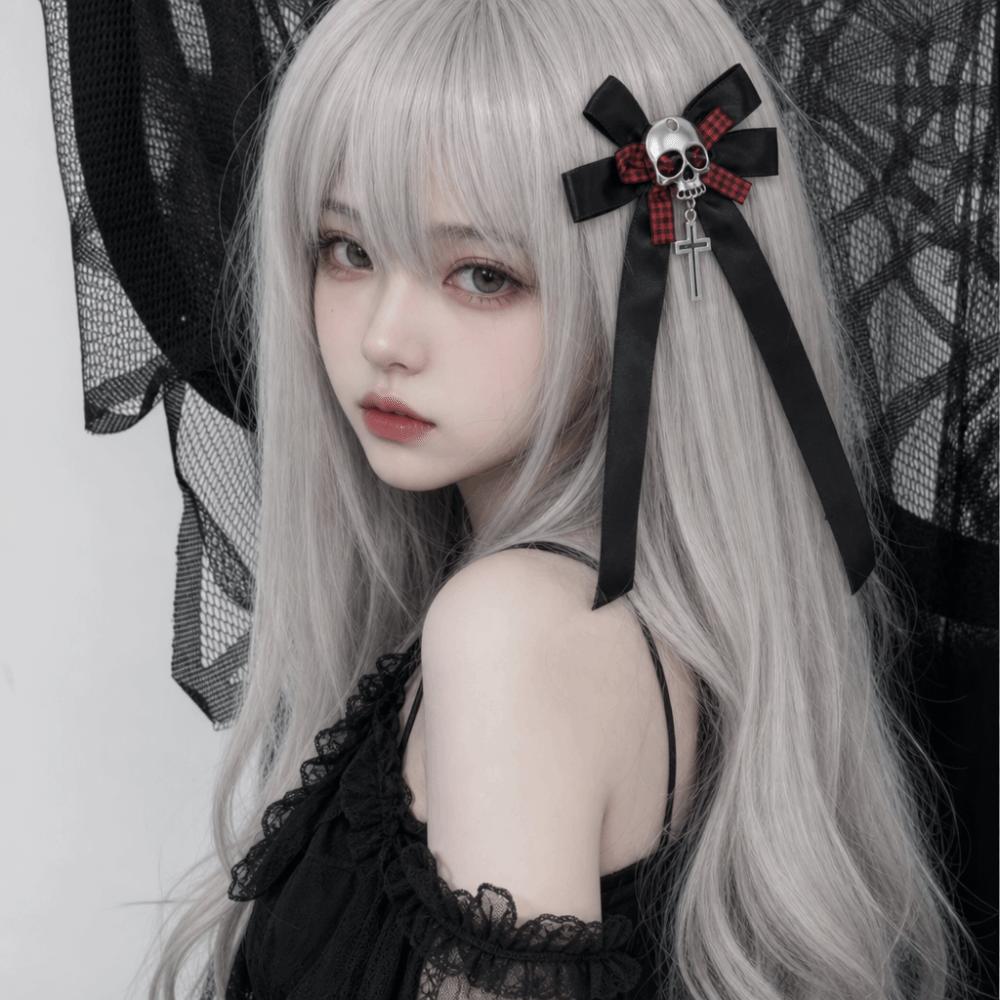 Lace Bow Skull Side Clip Cross Decorative Hair Accessories Cute Ponytail Braid Hair Clip Halloween