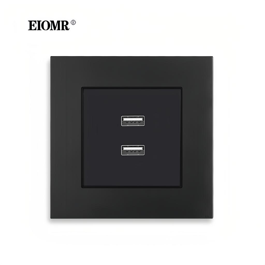 EIOMR Израиль USB Розетка-Выключатель 16А Черная Огнестойкая Панель из Поликарбоната для Дома Одиночная Двойная Тройная Израильская Настенная Розетка-Выключатель