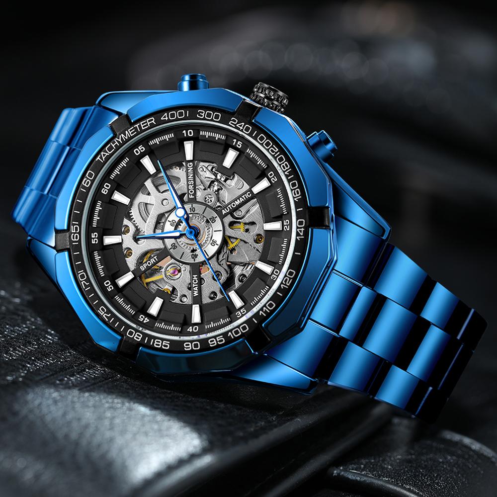 New Fashion Transparent Retro Men's Automatic Mechanical Watches Top Brand Luxury Stainless Steel Skeleton Clocks Reloj Hombre