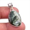 Natural Seraphinite Gemstone 925 Solid Sterling Silver Gift Pendant 1.50" J1v88