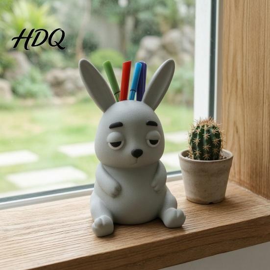 Забавный держатель для канцелярских принадлежностей в офис, 3D-печатный держатель для ручек в виде кролика, большая вместимость, для стола