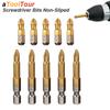 Phillips Screwdriver Bit Set PH2 Anti Non Slip 1/4 Hex Magnetic Fit Hand Electric Drill Driver Cross Titanium Coated Tool Part
