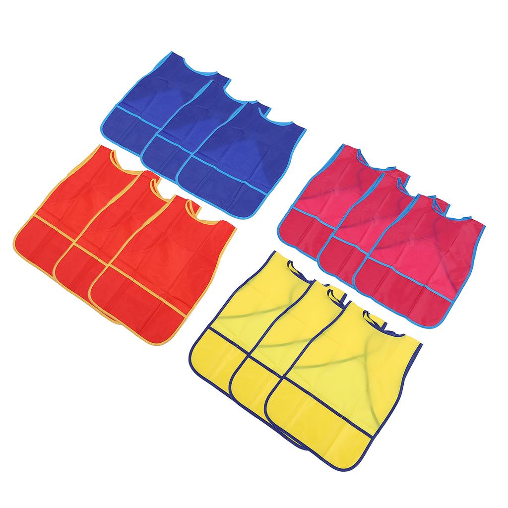 12 шт. Детские халаты для рисования без рукавов, водонепроницаемые детские фартуки для рисования с карманом для рисования