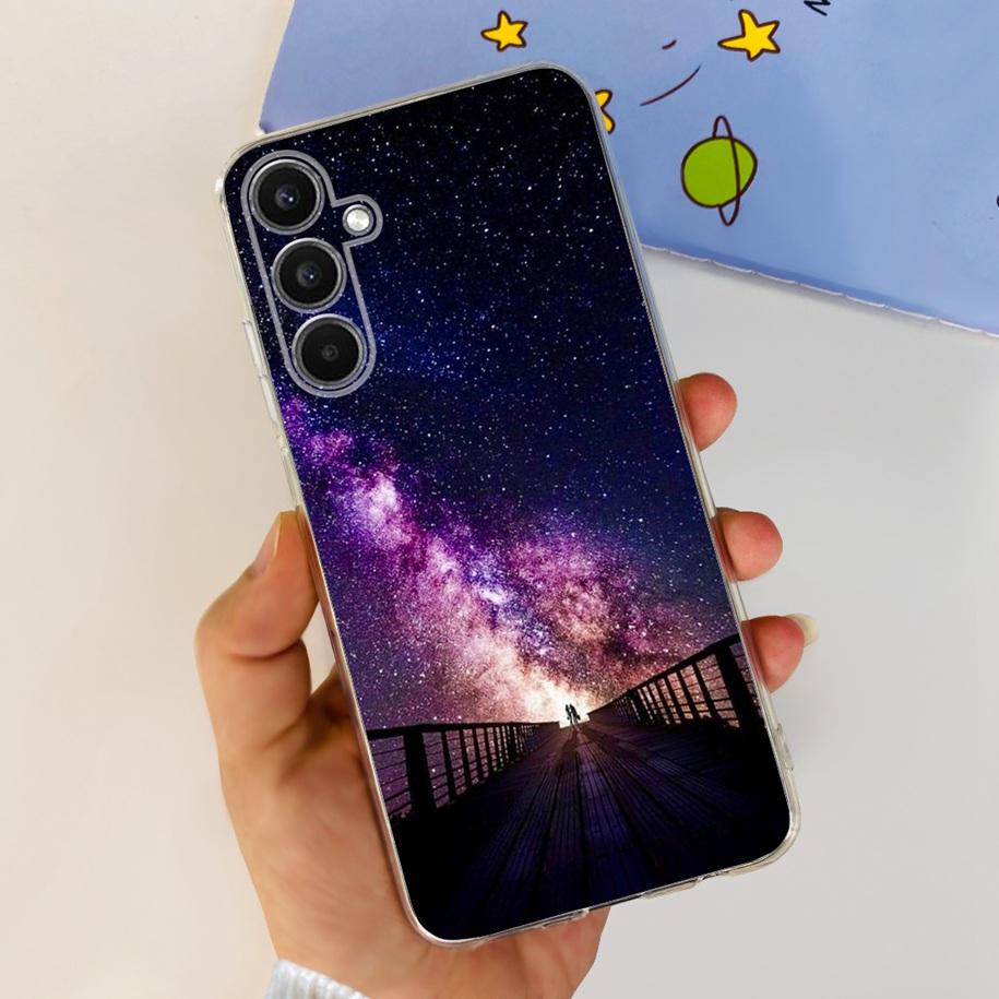 For Samsung Galaxy A24 4G Case Fashion Blue Butterfly Clear TPU Bumper Soft Fundas For Samsung A24 4G A 24 GalaxyA24 Phone Cover
