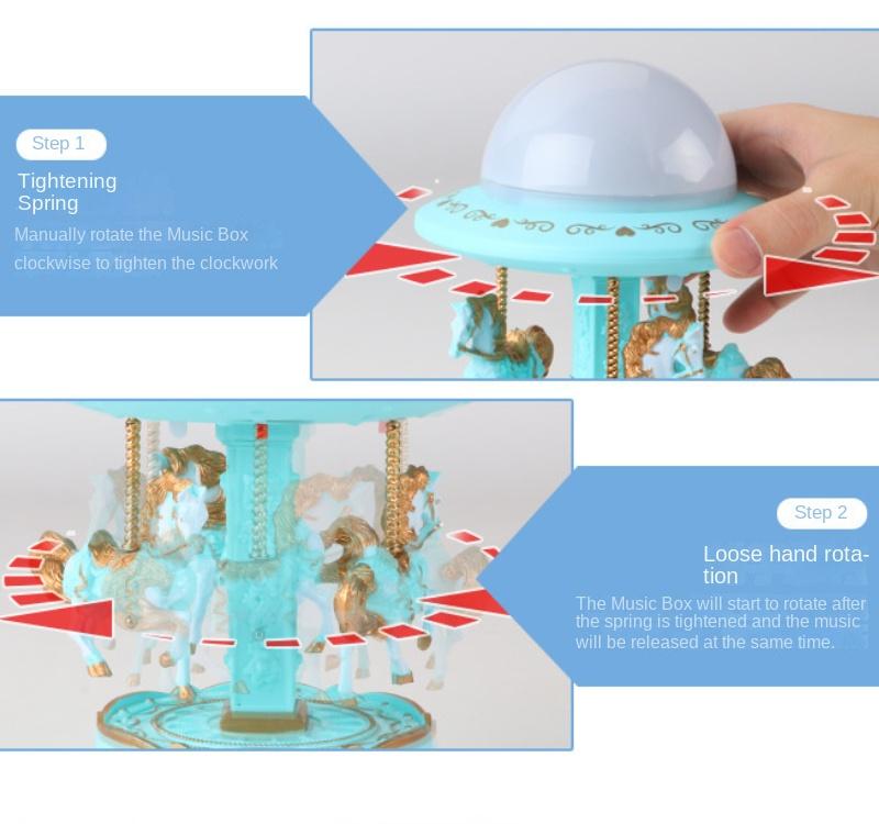 Творческая скандинавская музыкальная шкатулка-карусель со звездным проекционным светом, светящаяся музыкальная шкатулка для домашнего рабочего стола, декоративное искусство и ремесла, праздничный подарок