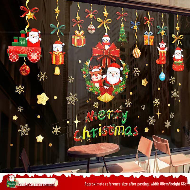 Рождественские наклейки на окно Дед Мороз
