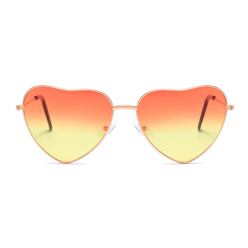 Солнцезащитные очки в форме сердца из металла персикового цвета, солнцезащитные очки в морском стиле, модные уличные солнцезащитные очки в форме сердца конфетного цвета