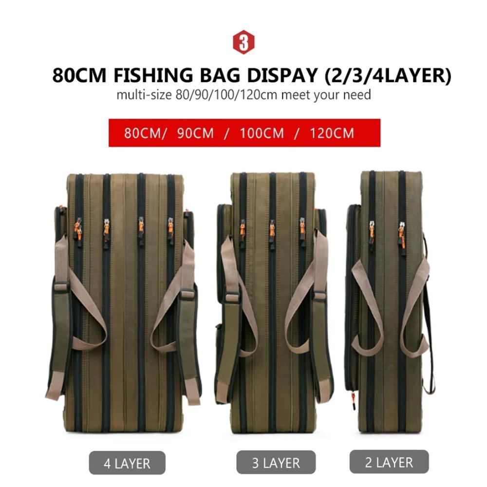 80cm/90cm/100cm/120cm Fishing Rod Bags Waterproof 3/4 Layer Fishing Reel Storage Case Gear Lures Bag Large Capacity Backpack
