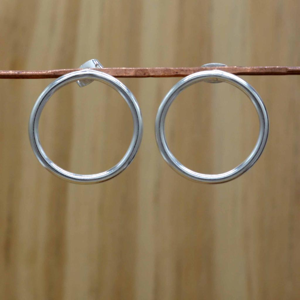Серьги-гвоздики с круглыми обручами из стерлингового серебра 925 пробы, модные серьги-гвоздики ручной работы, подарок для нее