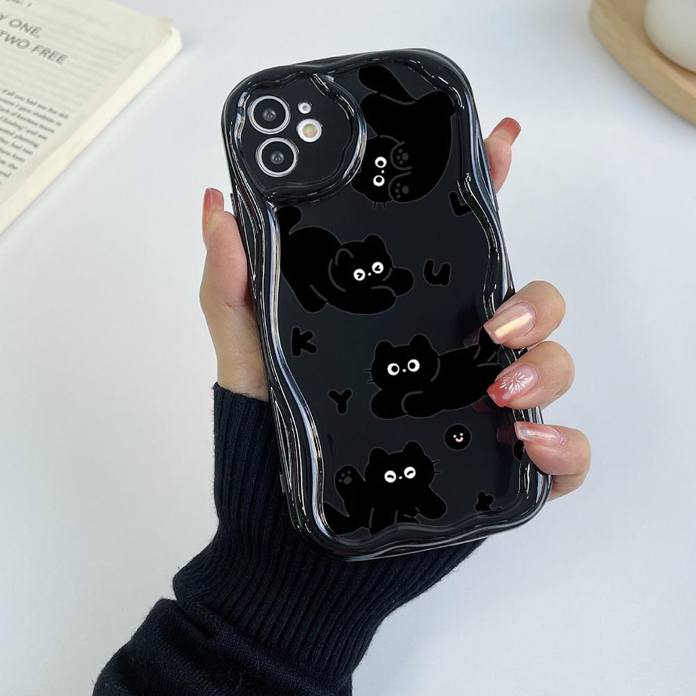 LZ11 Cat Cute Art Design Clear Soft Wave Phone Cases for Samsung S24 S23 Ultra S20 A54 A14 A52s A51 Huawei Honor 90 Realme OPPO Protection Back Cover