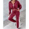 Women's Fall/winter Casual Zipper Button Velvet Suit