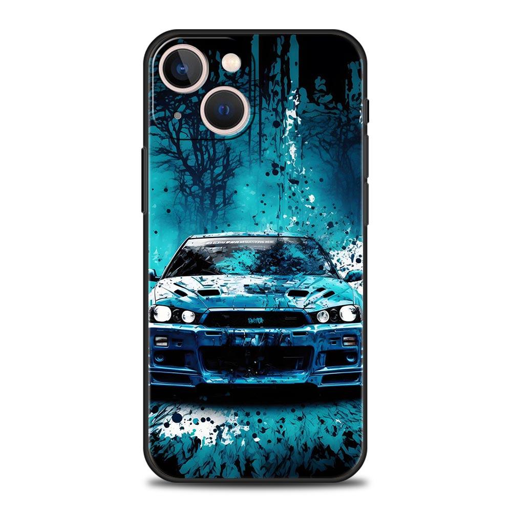Sports Car JDM Tokyo Drift For iPhone 11 12 13 15 14 Pro Max Phone Case X XR XS 7 8 Plus SE 2020 Luxury Black Soft Cover Funda